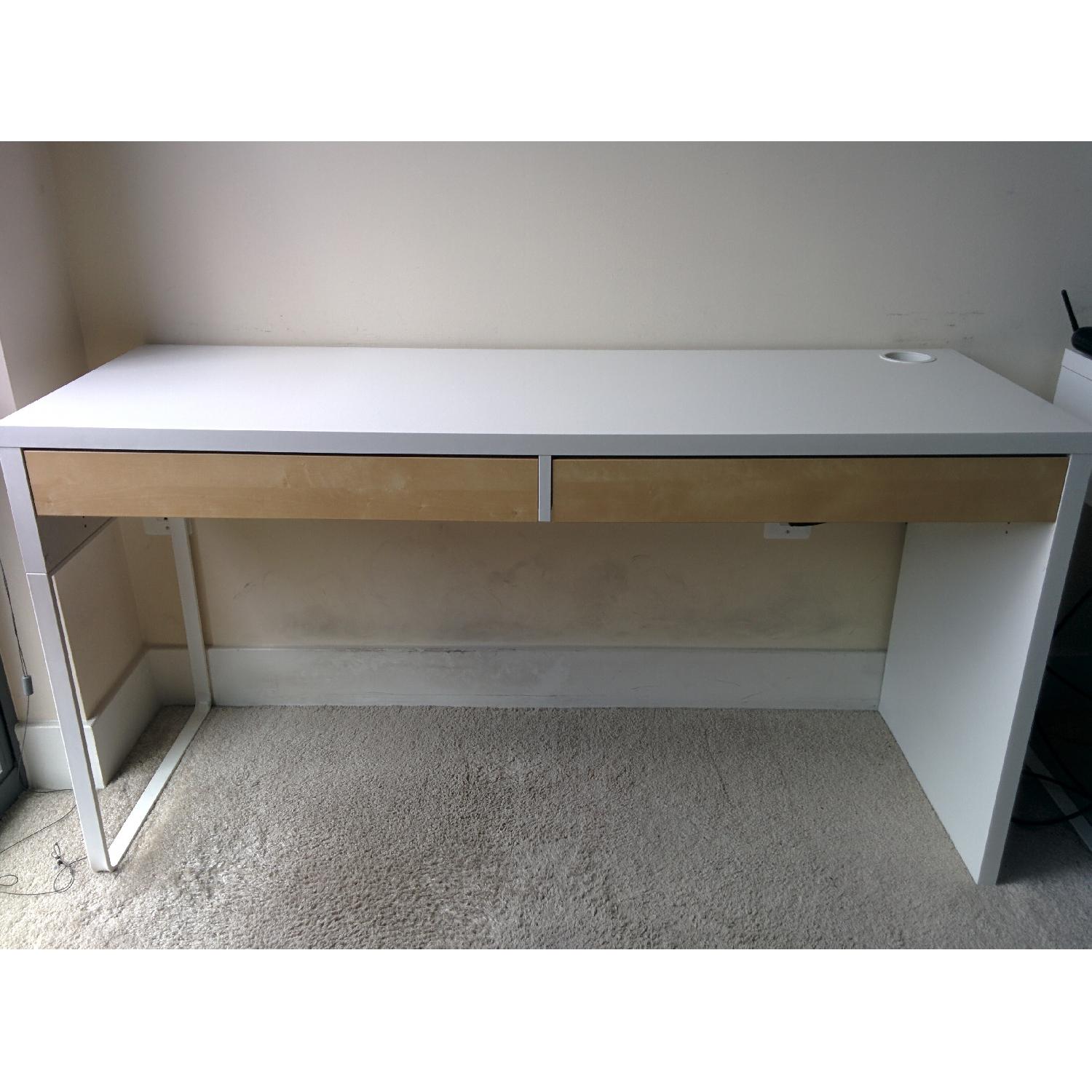 Ikea Micke White & Birch Desk AptDeco
