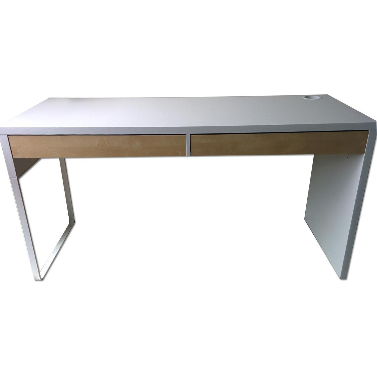 Ikea Micke White & Birch Desk AptDeco
