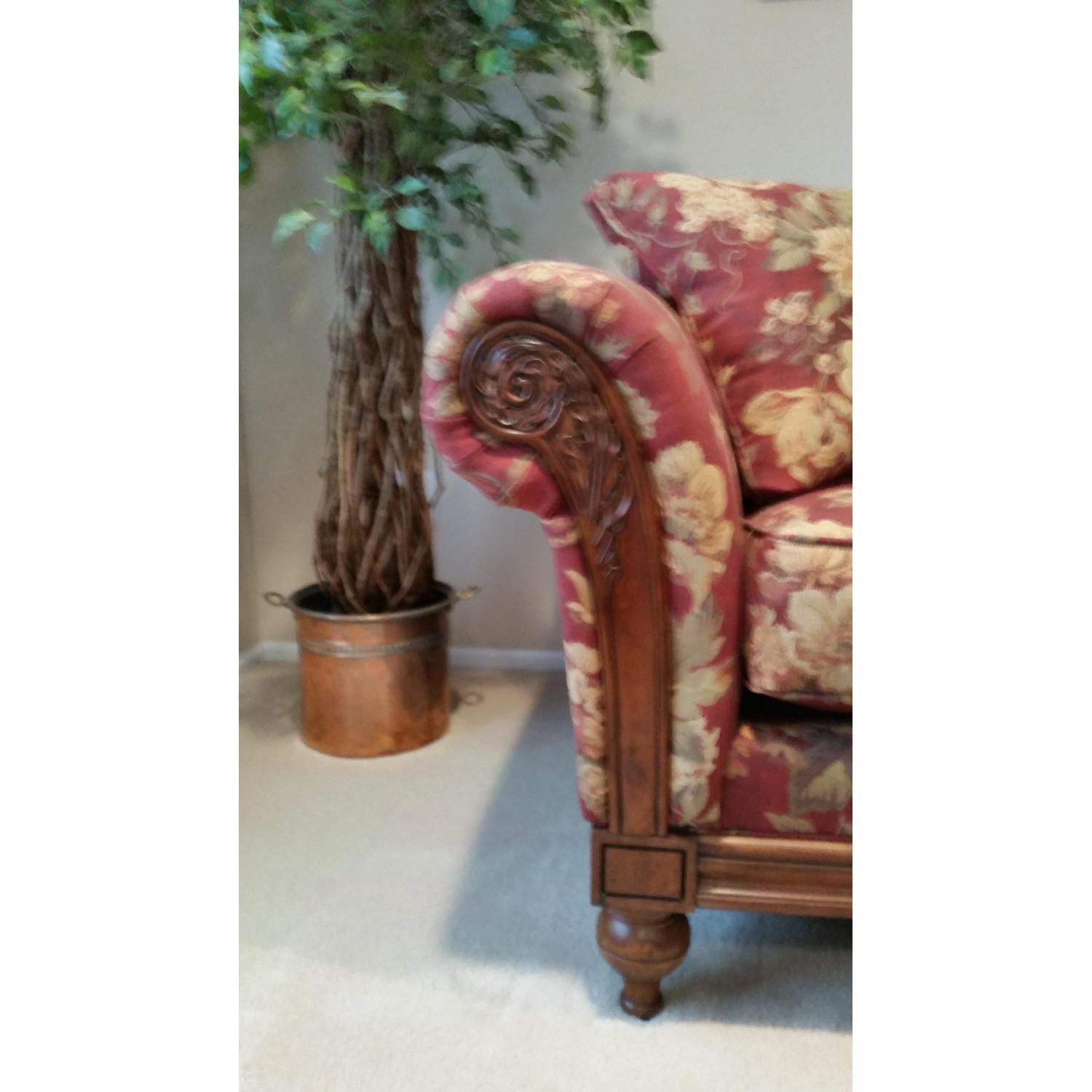 Ethan Allen Red Floral Sofa - image-1