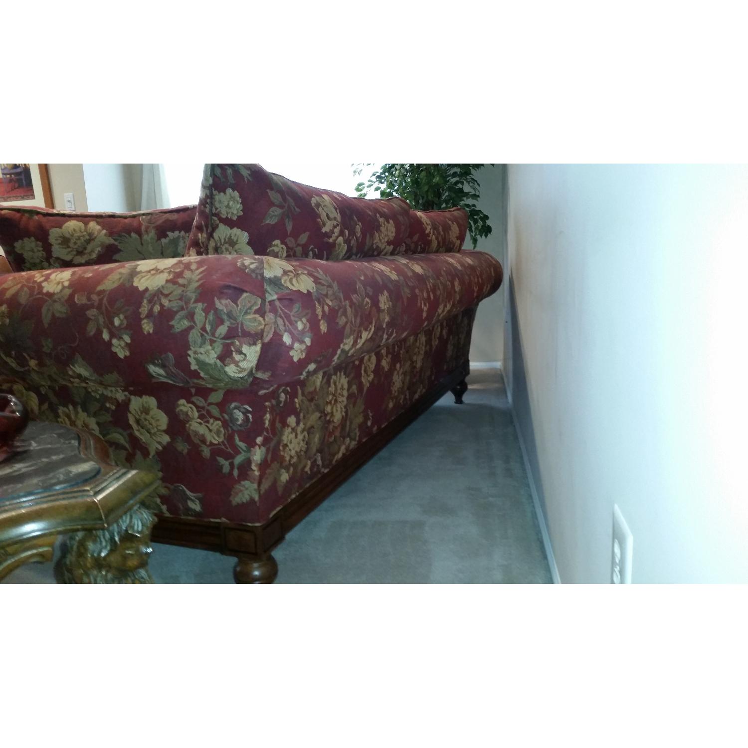 Ethan Allen Red Floral Sofa - image-2