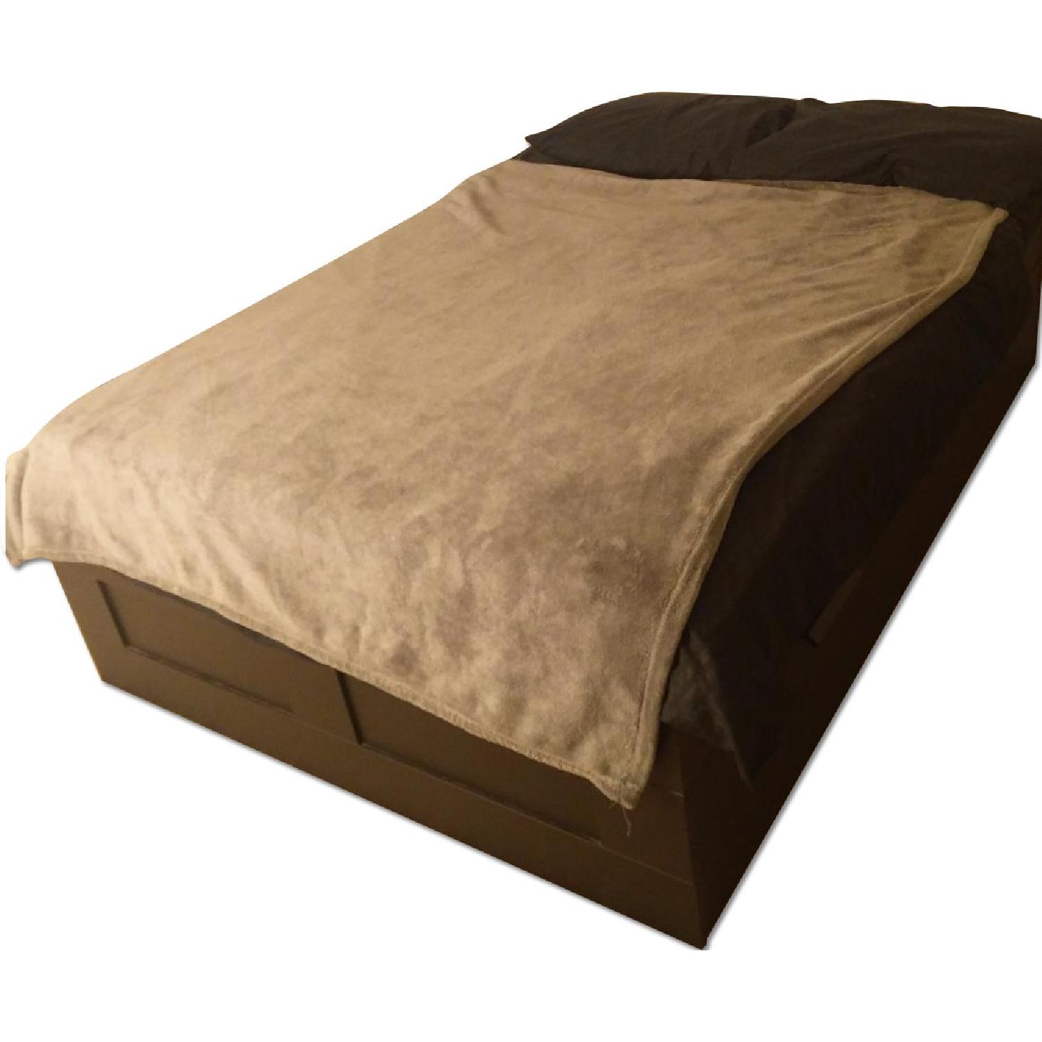 Ikea Brimnes Black Full Size Bed Frame w/ Storage Drawers & Slatted Bed