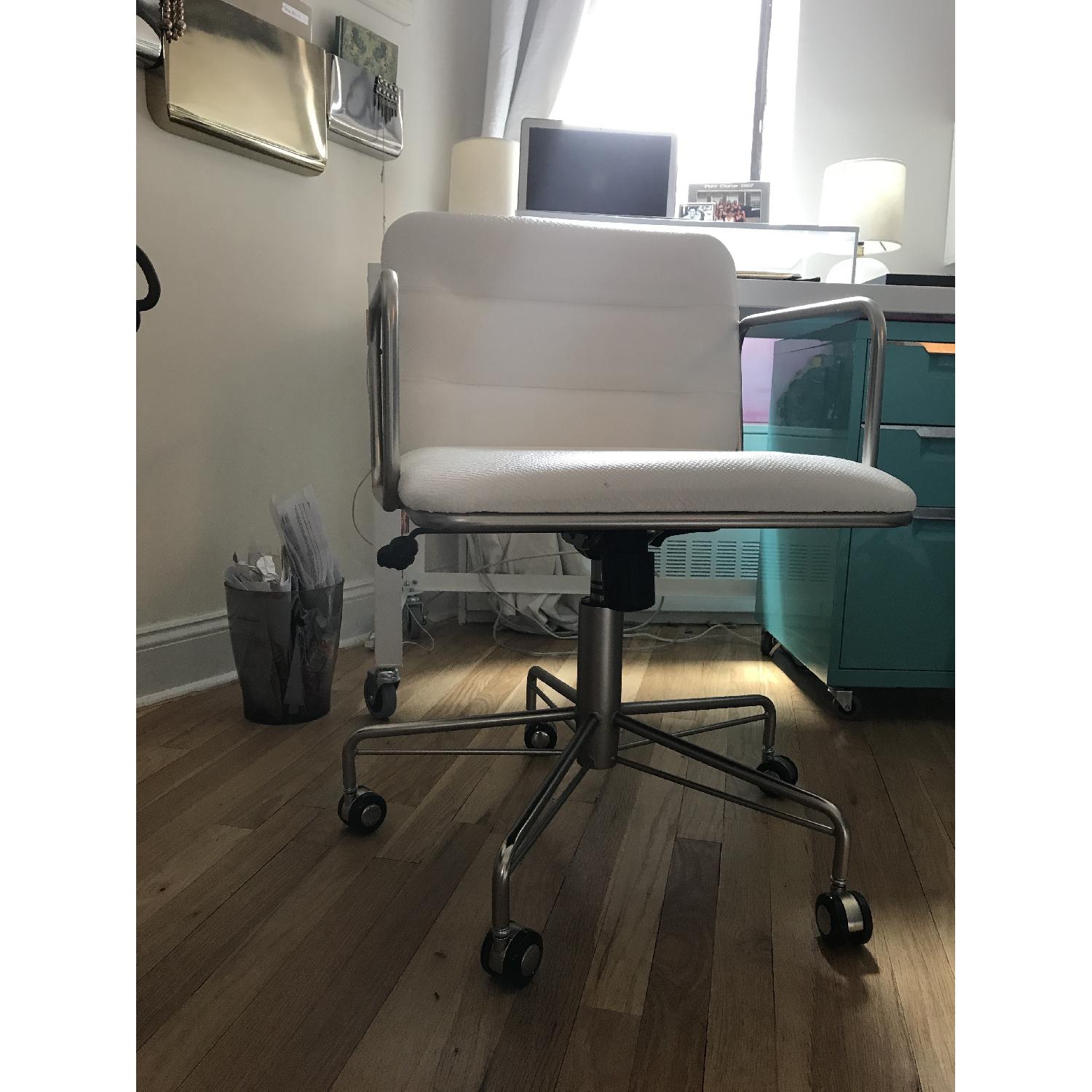 CB2 White Rolling Office Chair AptDeco