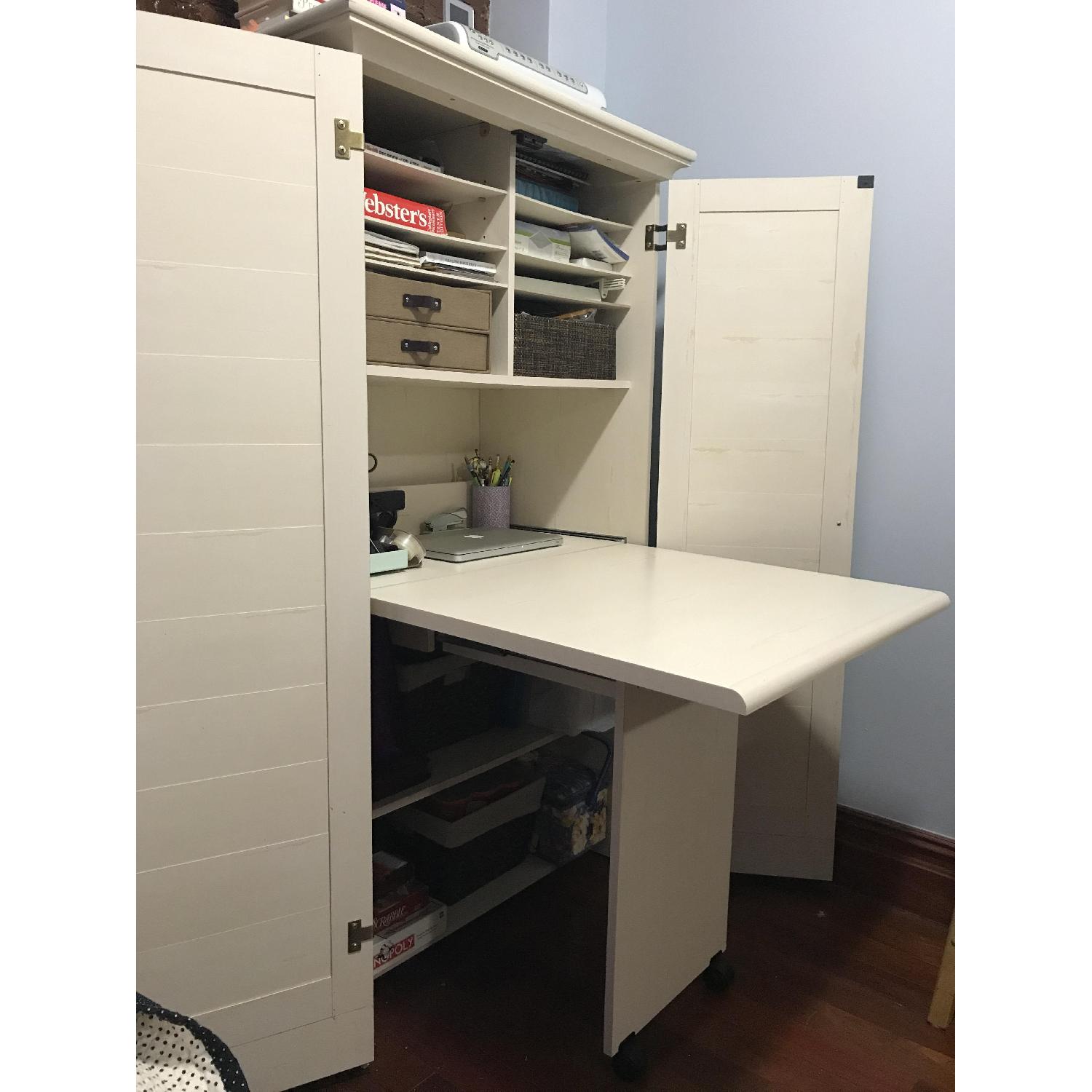 Sauder Harbor View Craft Armoire in Antiqued White - image-3