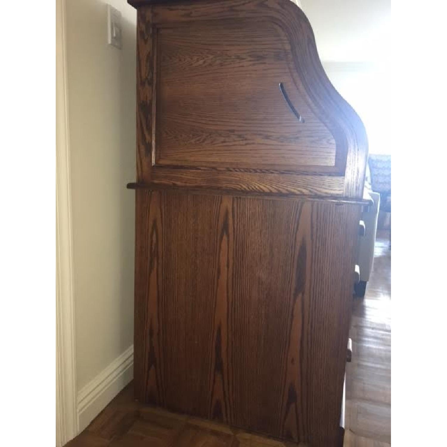 Winners Only Solid Oak Roll Top Computer Desk AptDeco