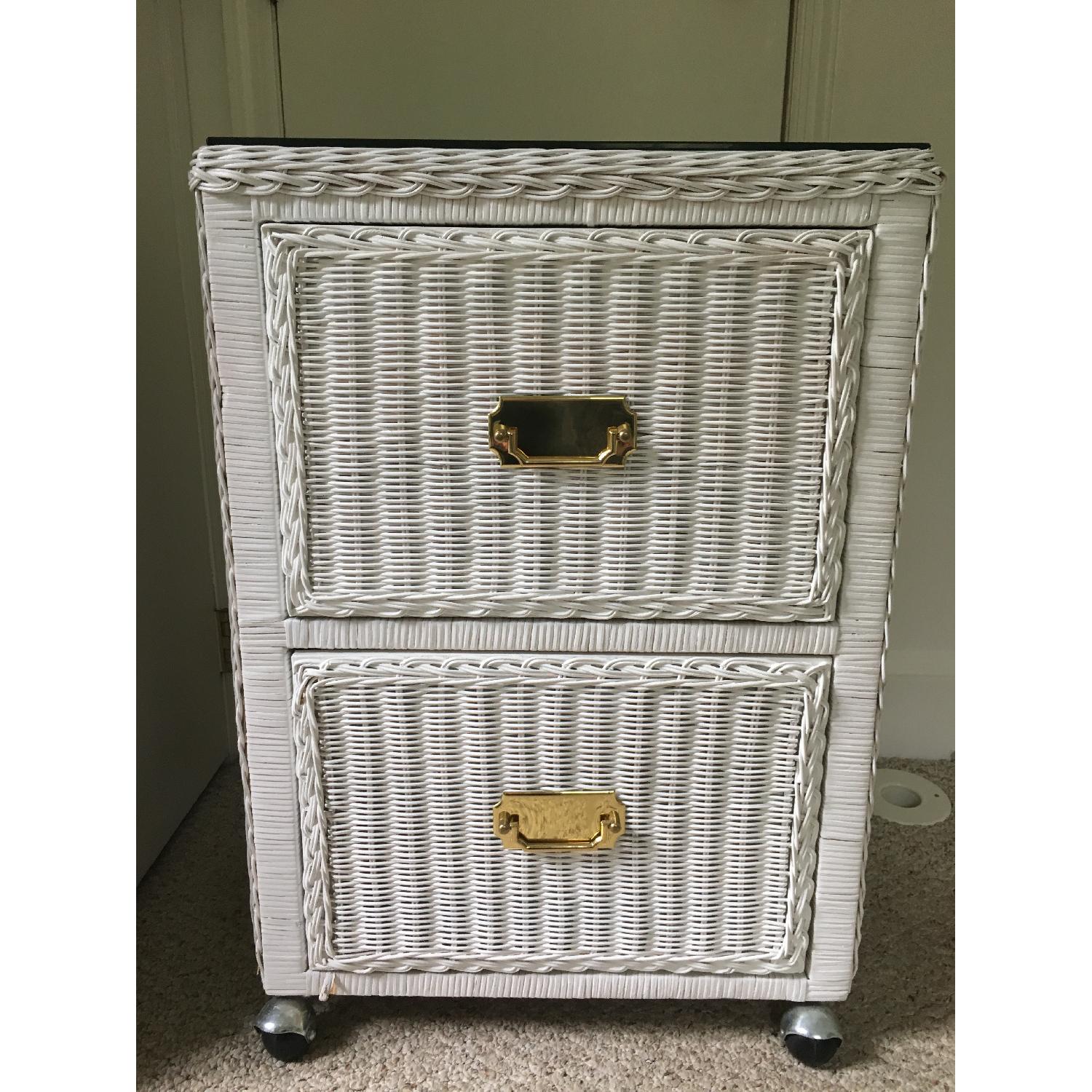 Small White Wicker Filing Cabinet - image-1