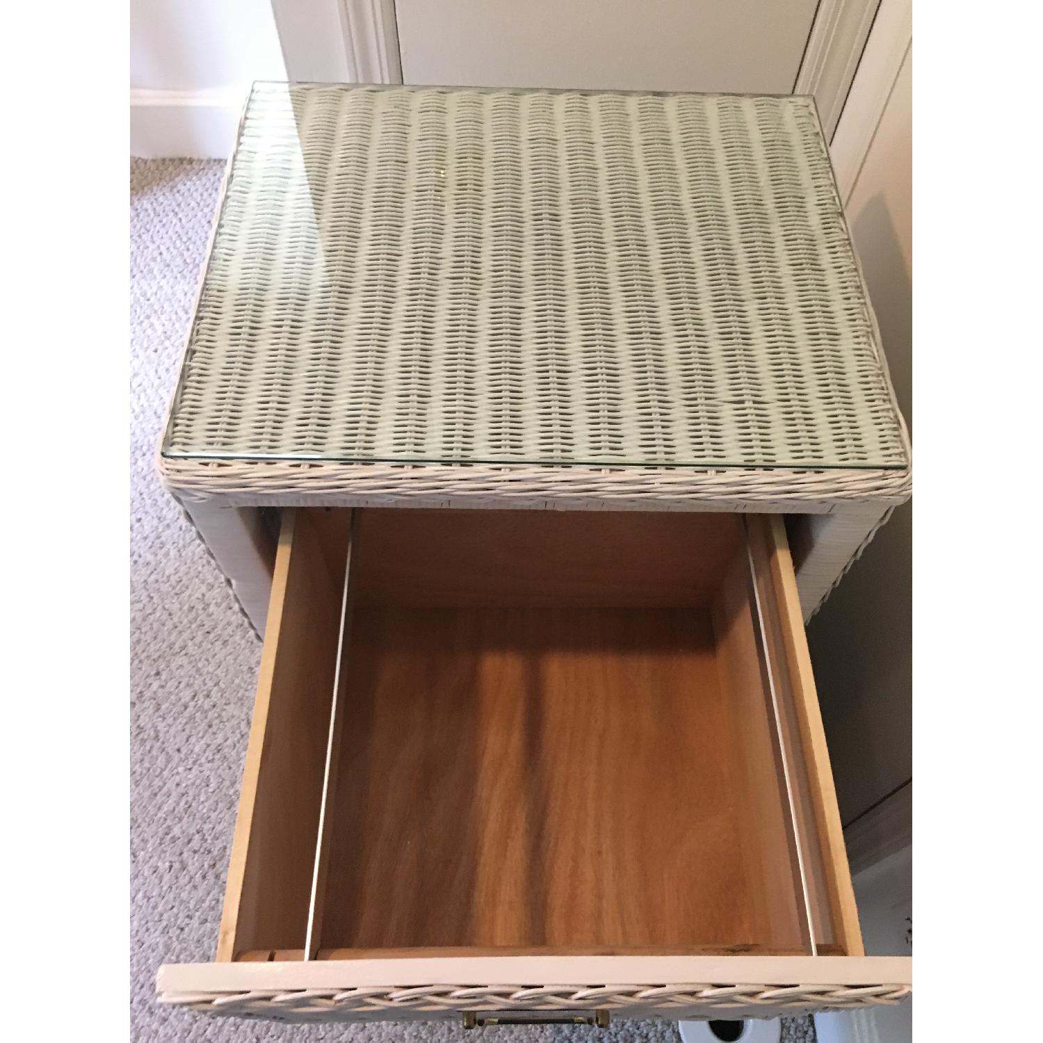 Small White Wicker Filing Cabinet - image-2