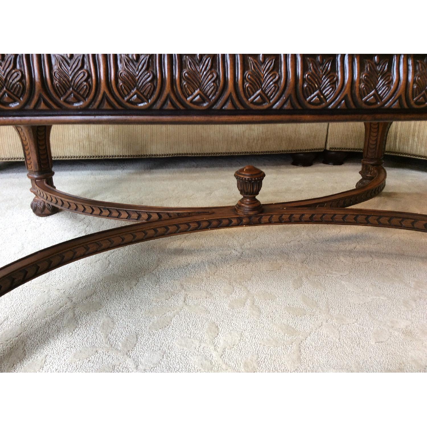 Marge Carson Wood Glass Top Coffee Table AptDeco