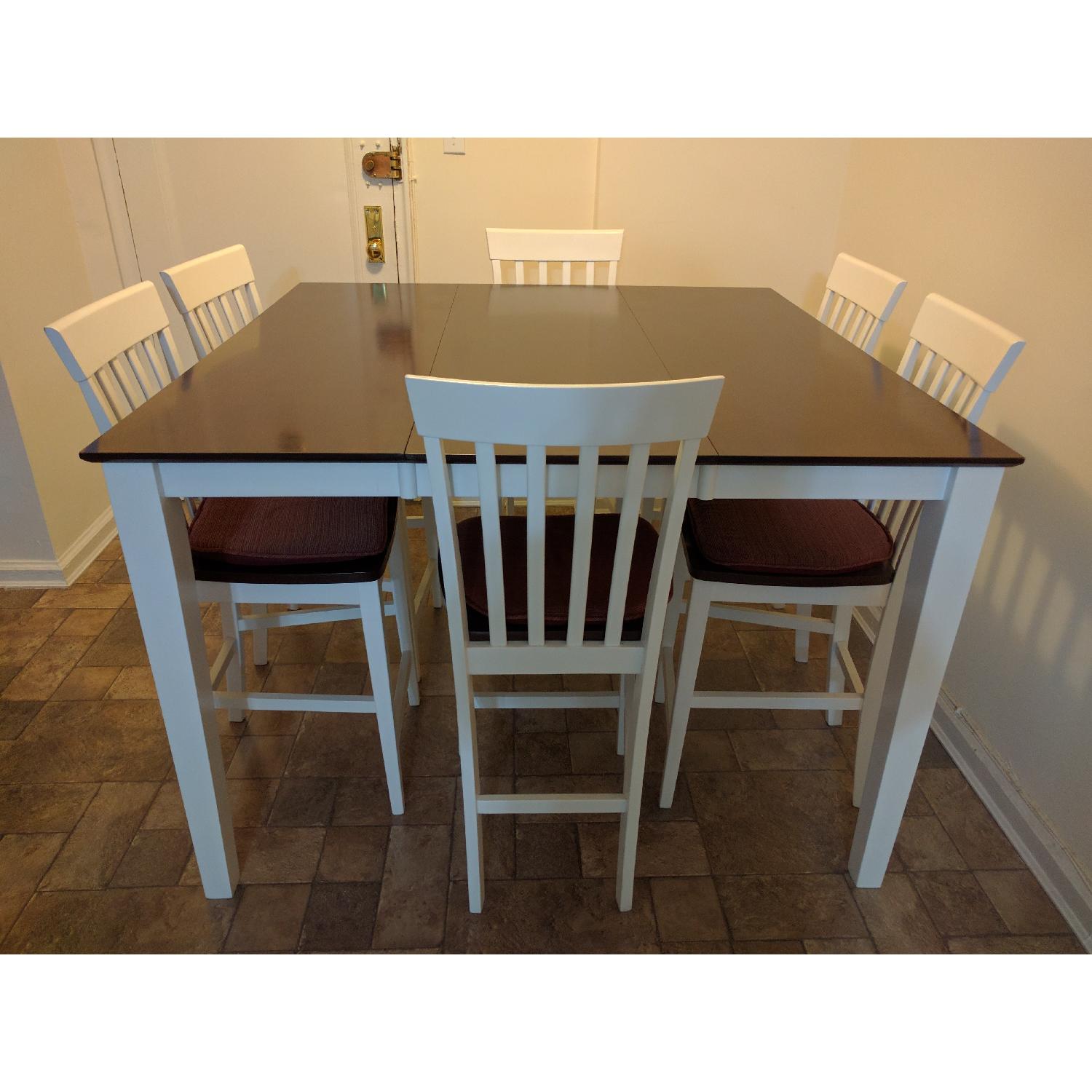 Bob's Dark Cherry Wood & White 7 Piece Dining Set - AptDeco