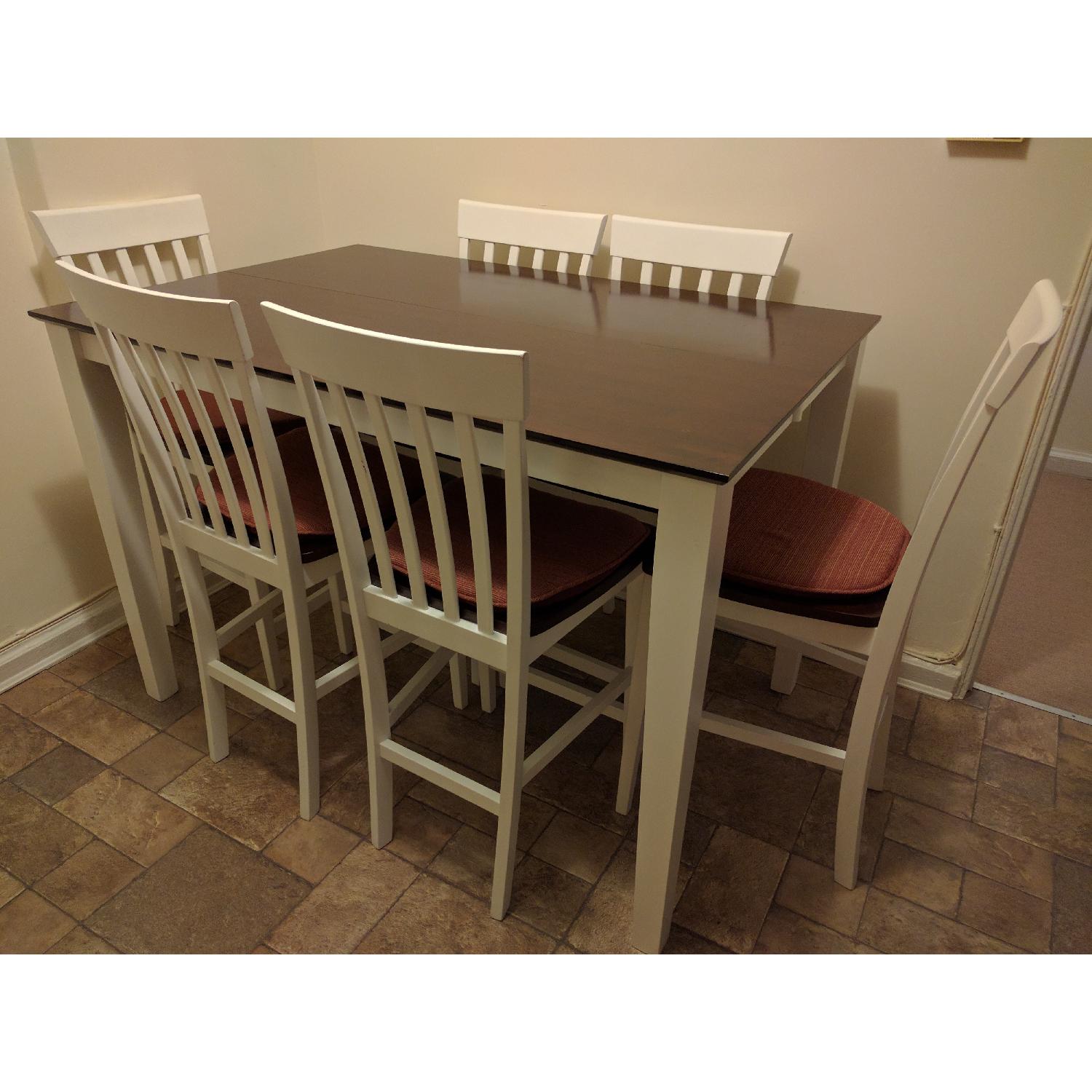 Bob's Dark Cherry Wood & White 7 Piece Dining Set - AptDeco
