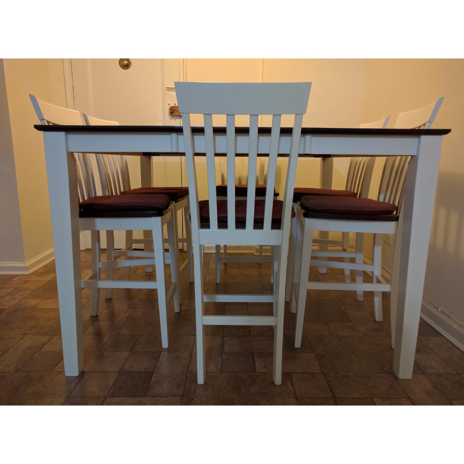Bob's Dark Cherry Wood & White 7 Piece Dining Set - AptDeco