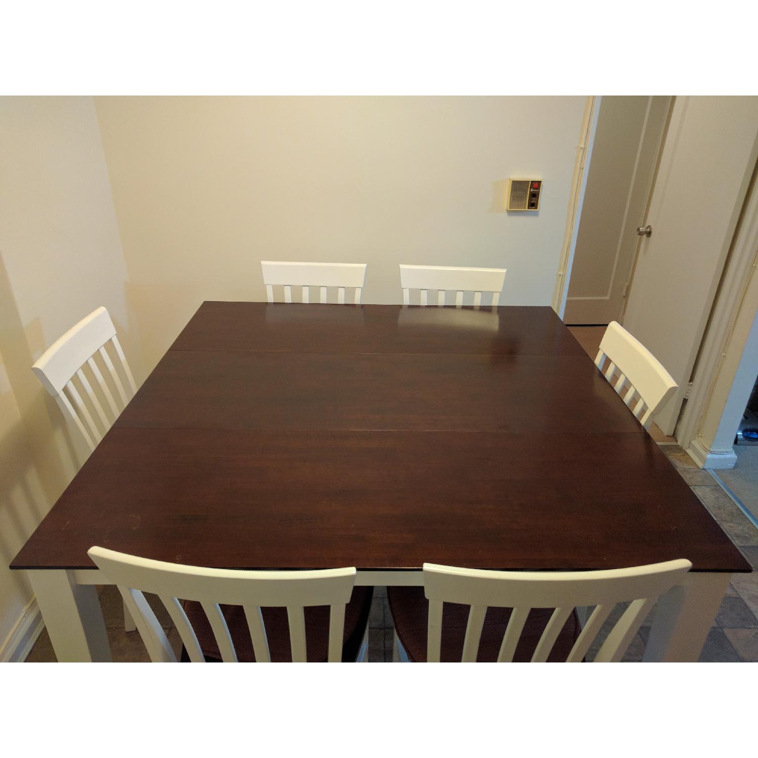 Bob's Dark Cherry Wood & White 7 Piece Dining Set - AptDeco