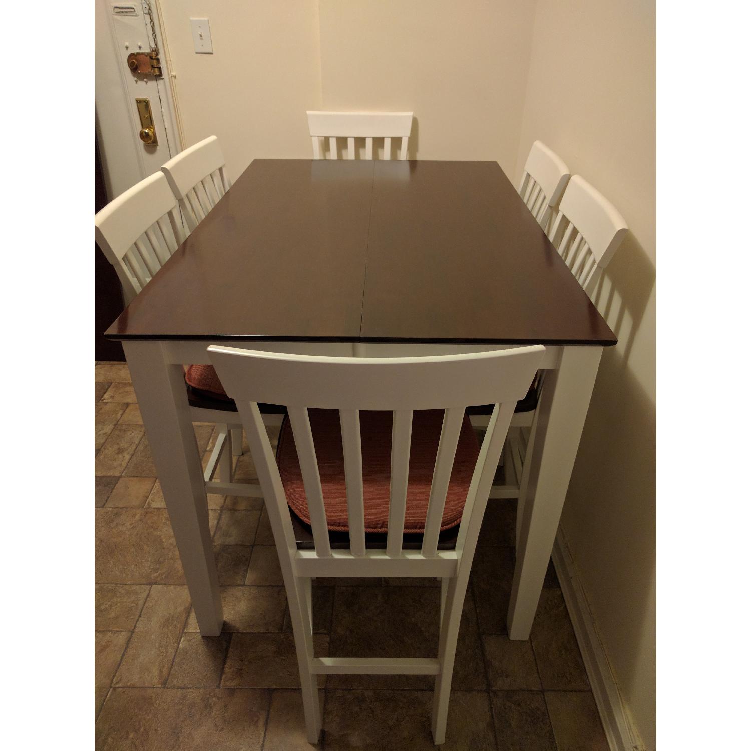 Bob's Dark Cherry Wood & White 7 Piece Dining Set - AptDeco