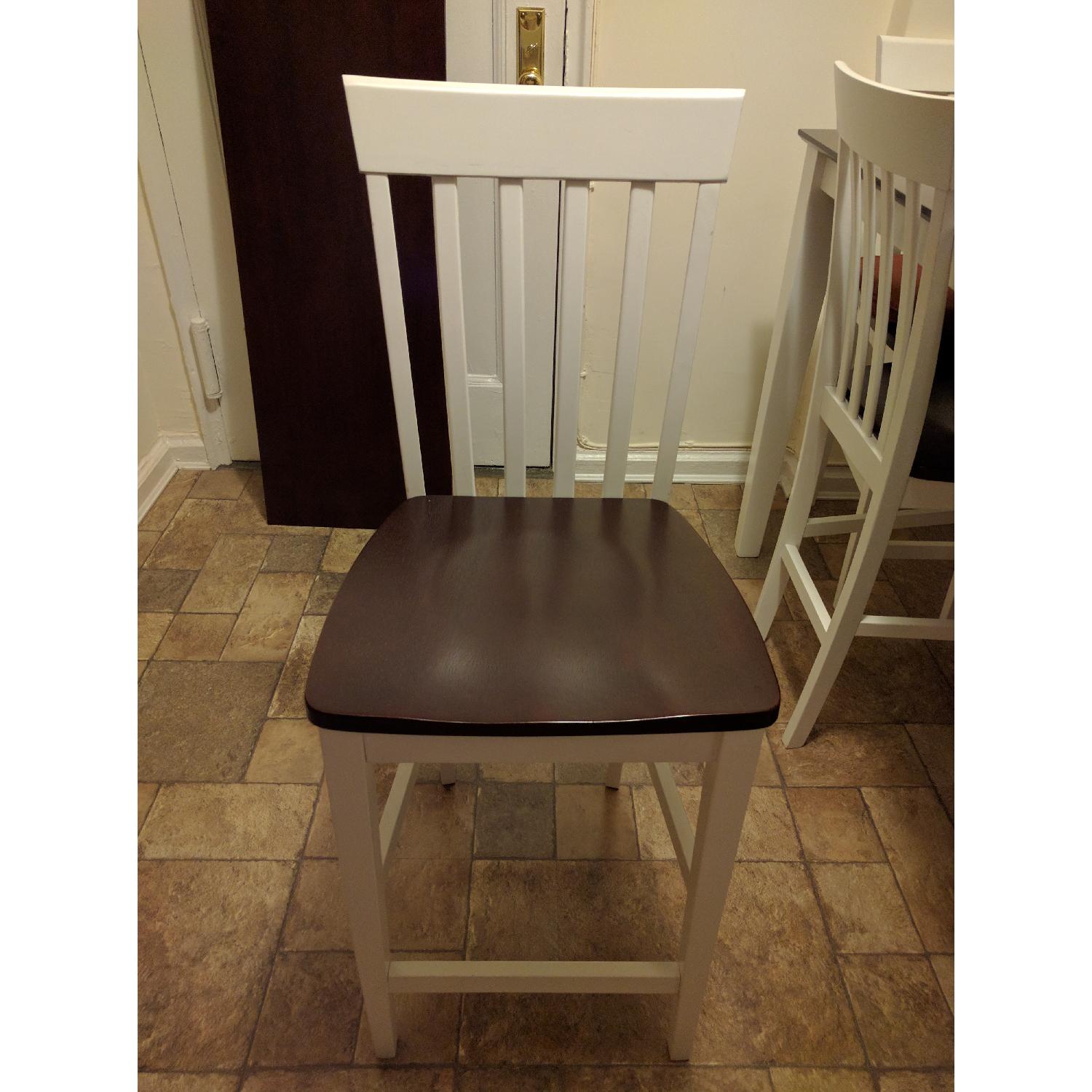 Bob's Dark Cherry Wood & White 7 Piece Dining Set - AptDeco
