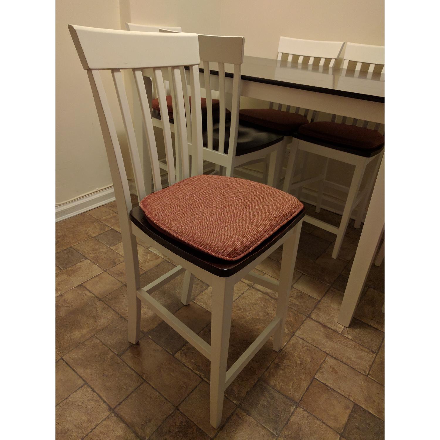 Bob's Dark Cherry Wood & White 7 Piece Dining Set - AptDeco