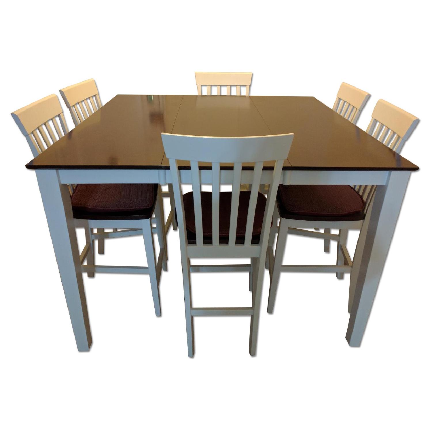 Bob's Dark Cherry Wood & White 7 Piece Dining Set - AptDeco
