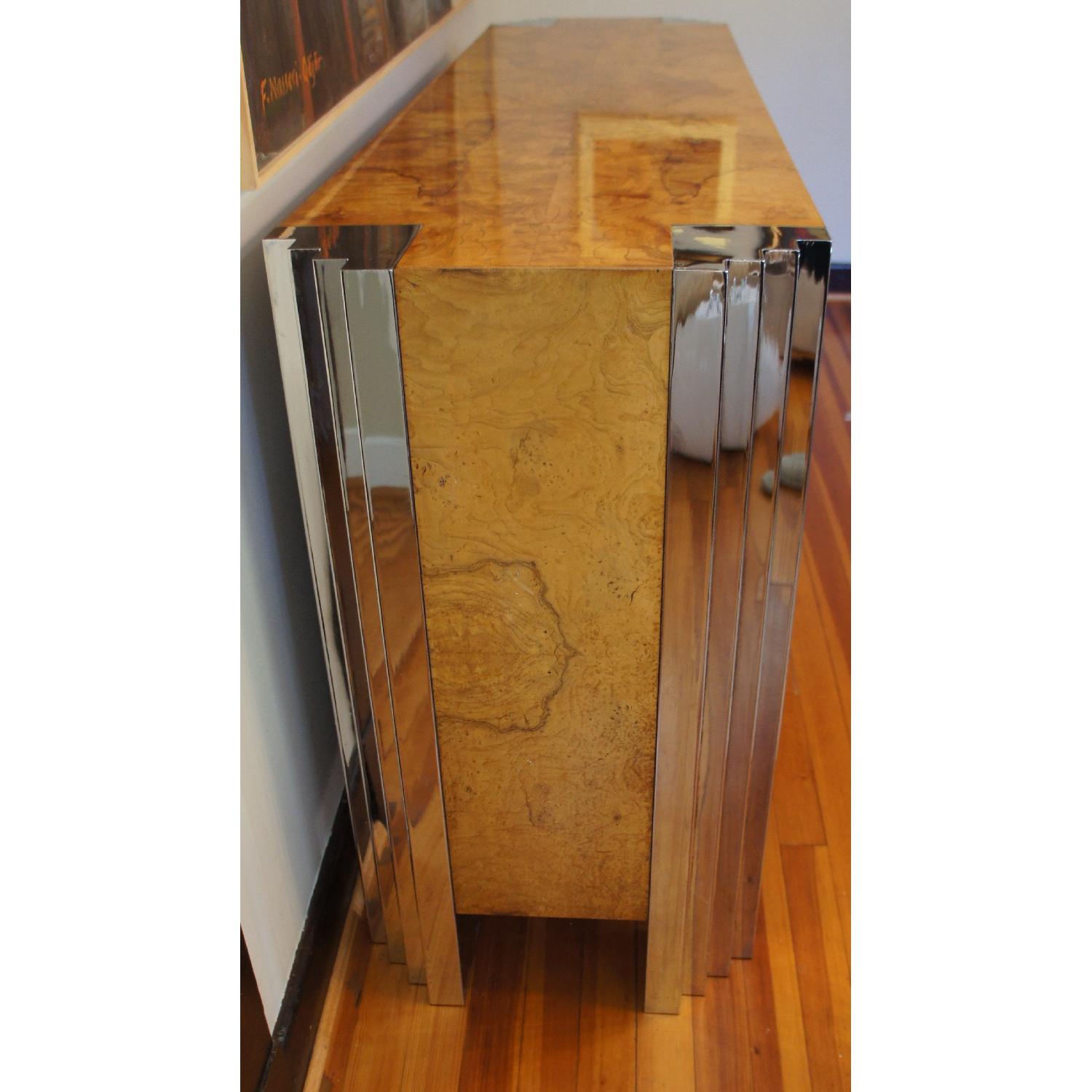 Milo Baughman Burl Wood & Chrome Skyscraper Credenza - image-1