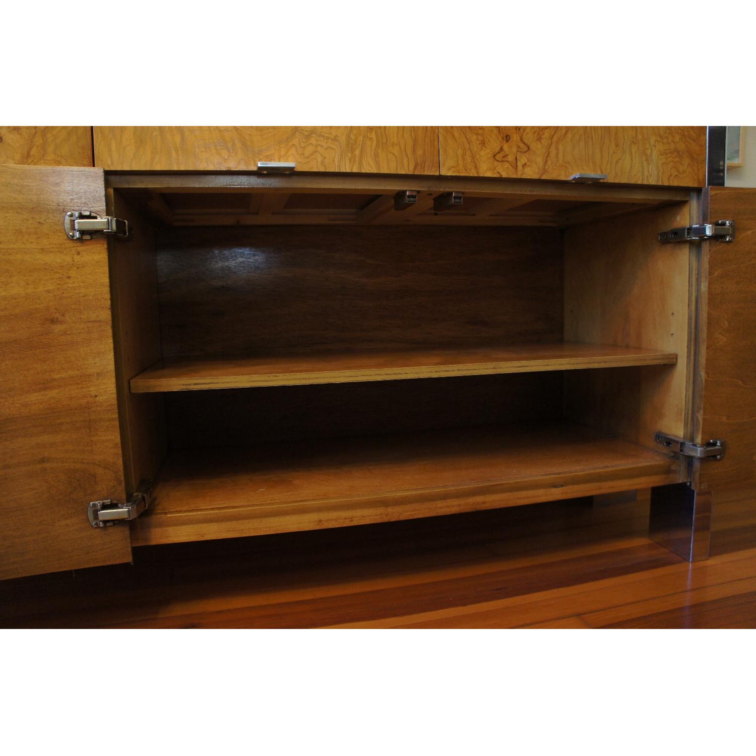 Milo Baughman Burl Wood & Chrome Skyscraper Credenza - image-2