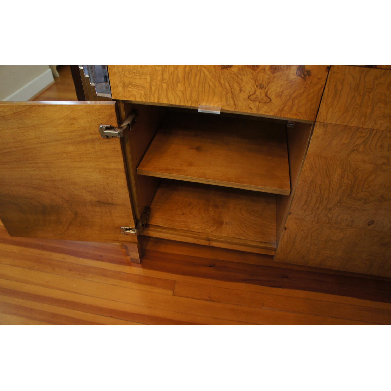 Milo Baughman Burl Wood & Chrome Skyscraper Credenza - image-3