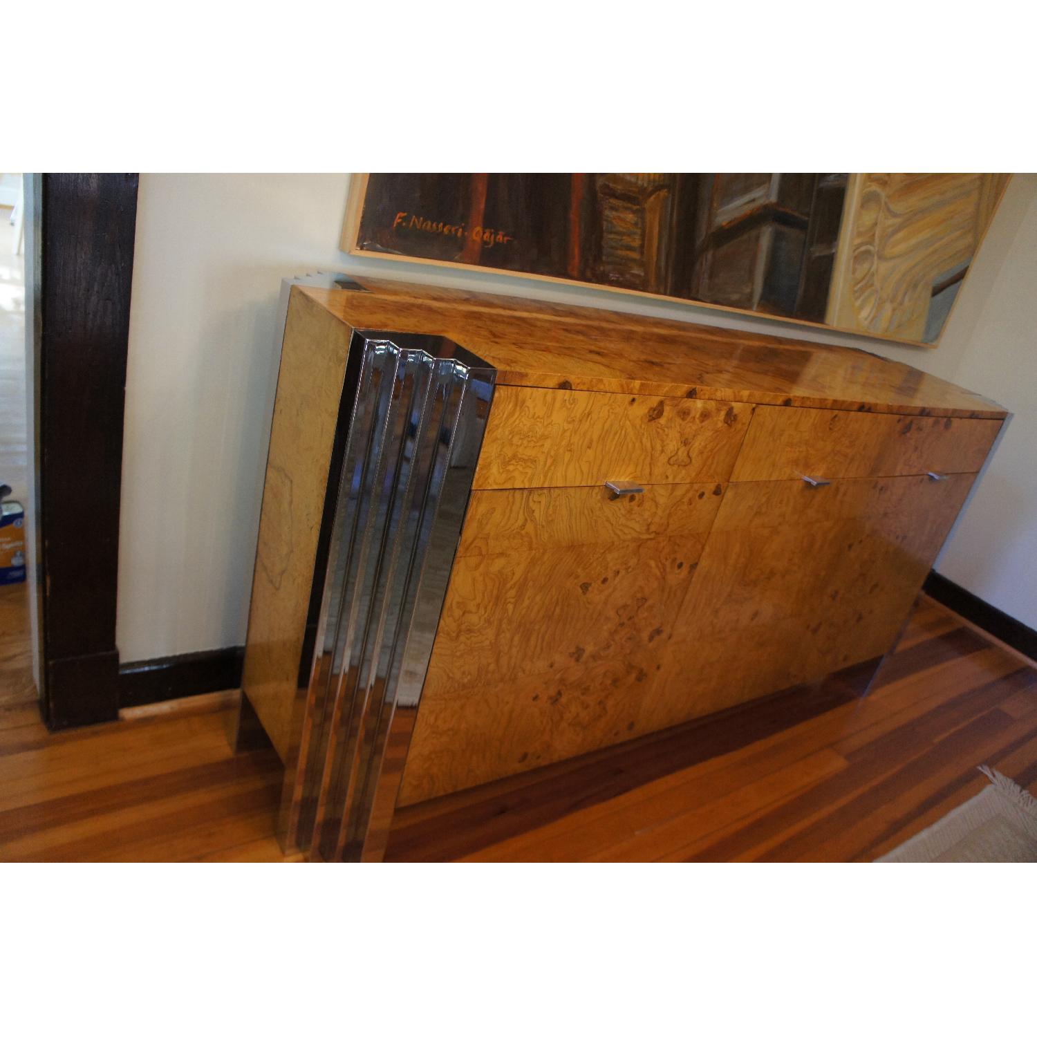 Milo Baughman Burl Wood & Chrome Skyscraper Credenza - image-7