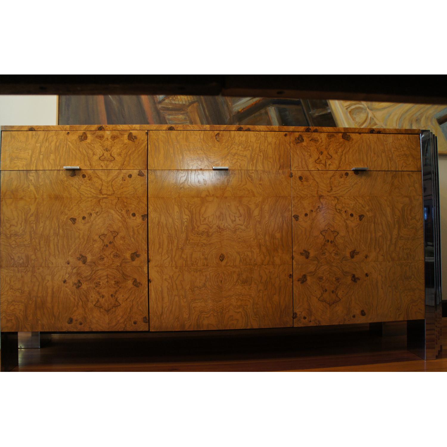 Milo Baughman Burl Wood & Chrome Skyscraper Credenza - image-8
