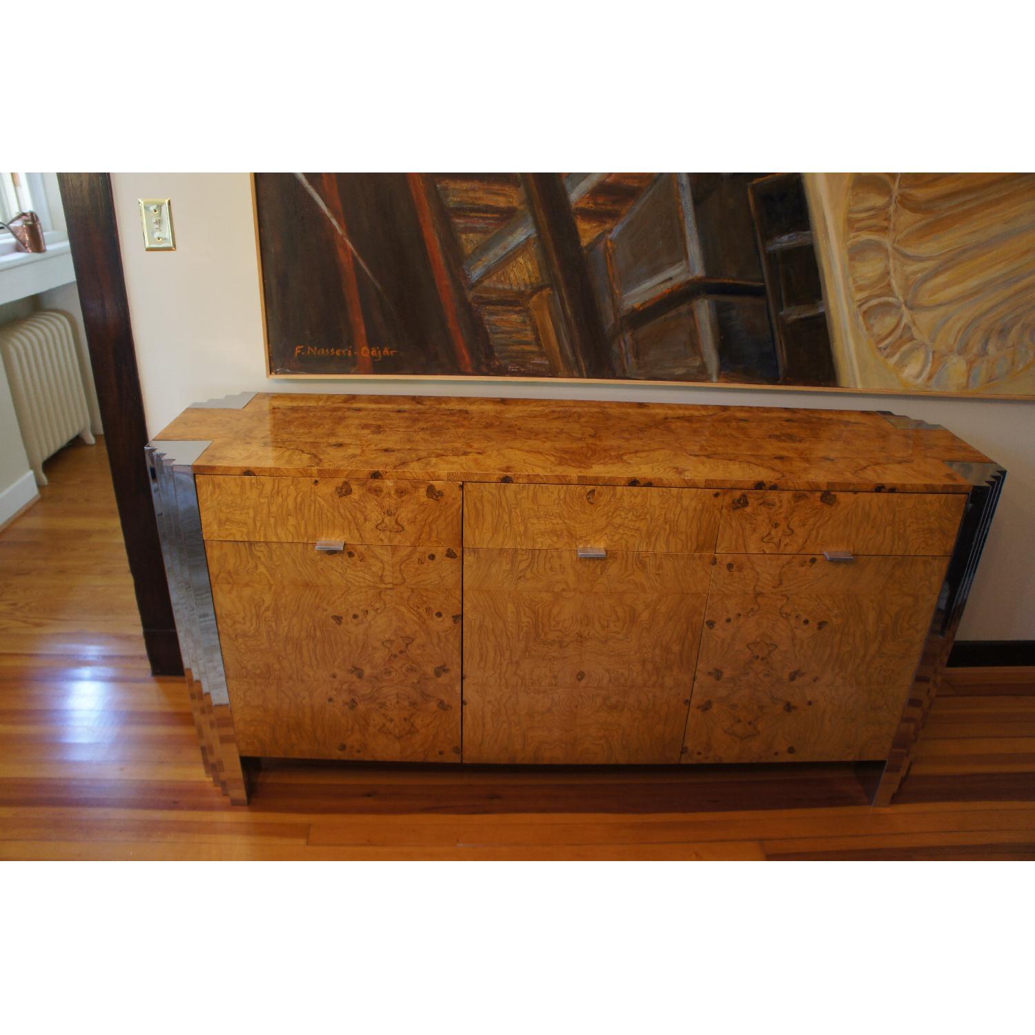 Milo Baughman Burl Wood & Chrome Skyscraper Credenza - image-10