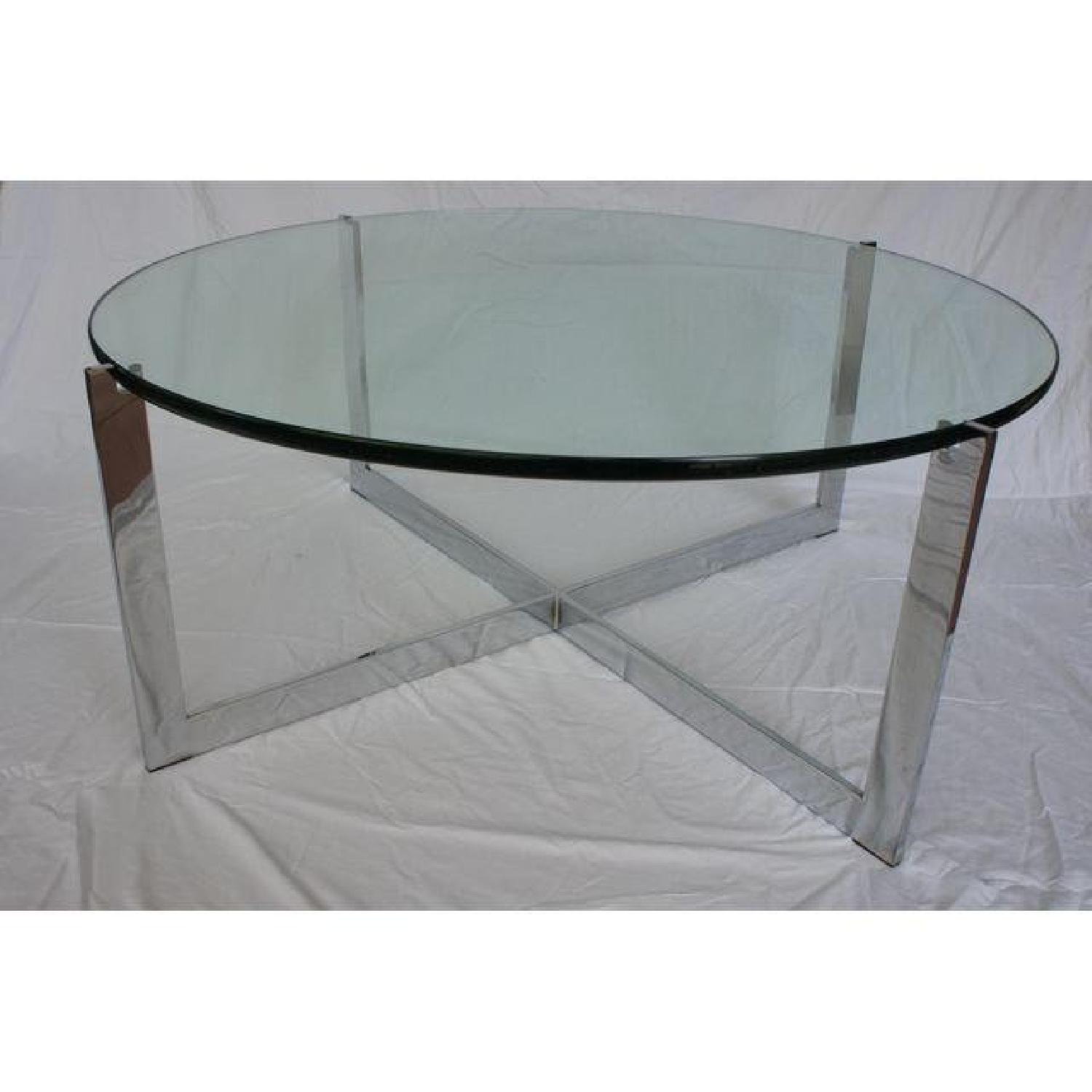 Milo Baughman Chrome & Glass Round Coffee Table - image-6