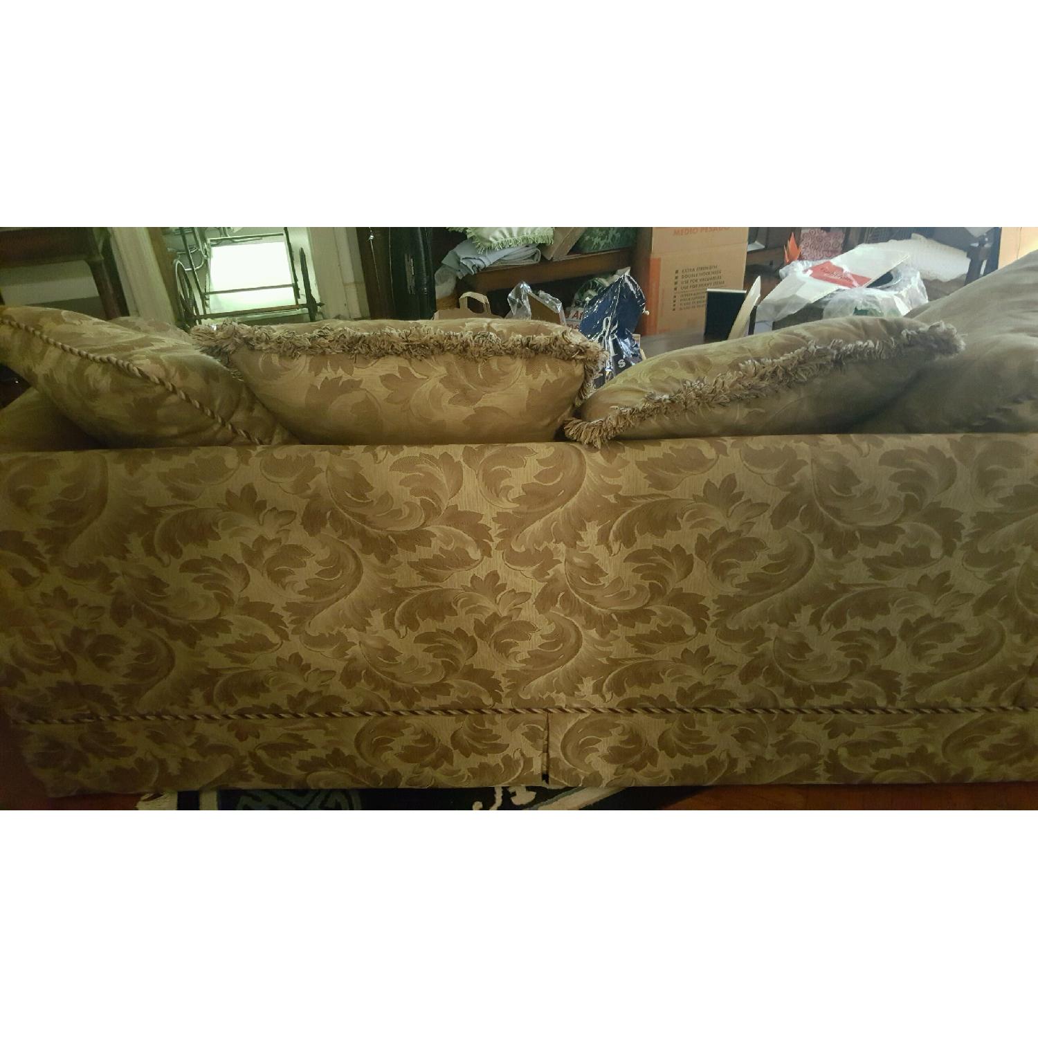Lloyds of Chatham Gold Leaf Pattern Sofa w/ Rolled Arms - image-2