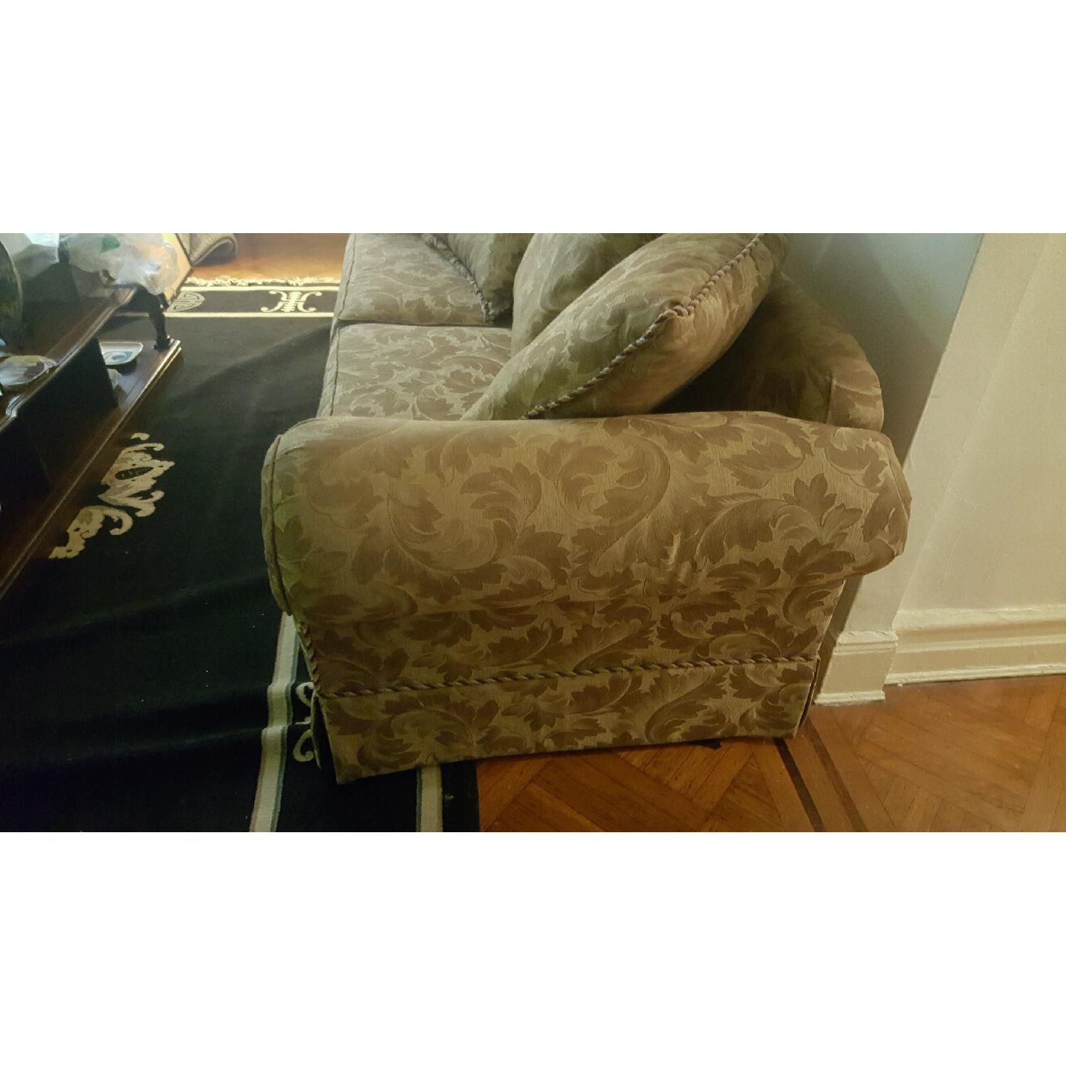 Lloyds of Chatham Gold Leaf Pattern Sofa w/ Rolled Arms - image-3