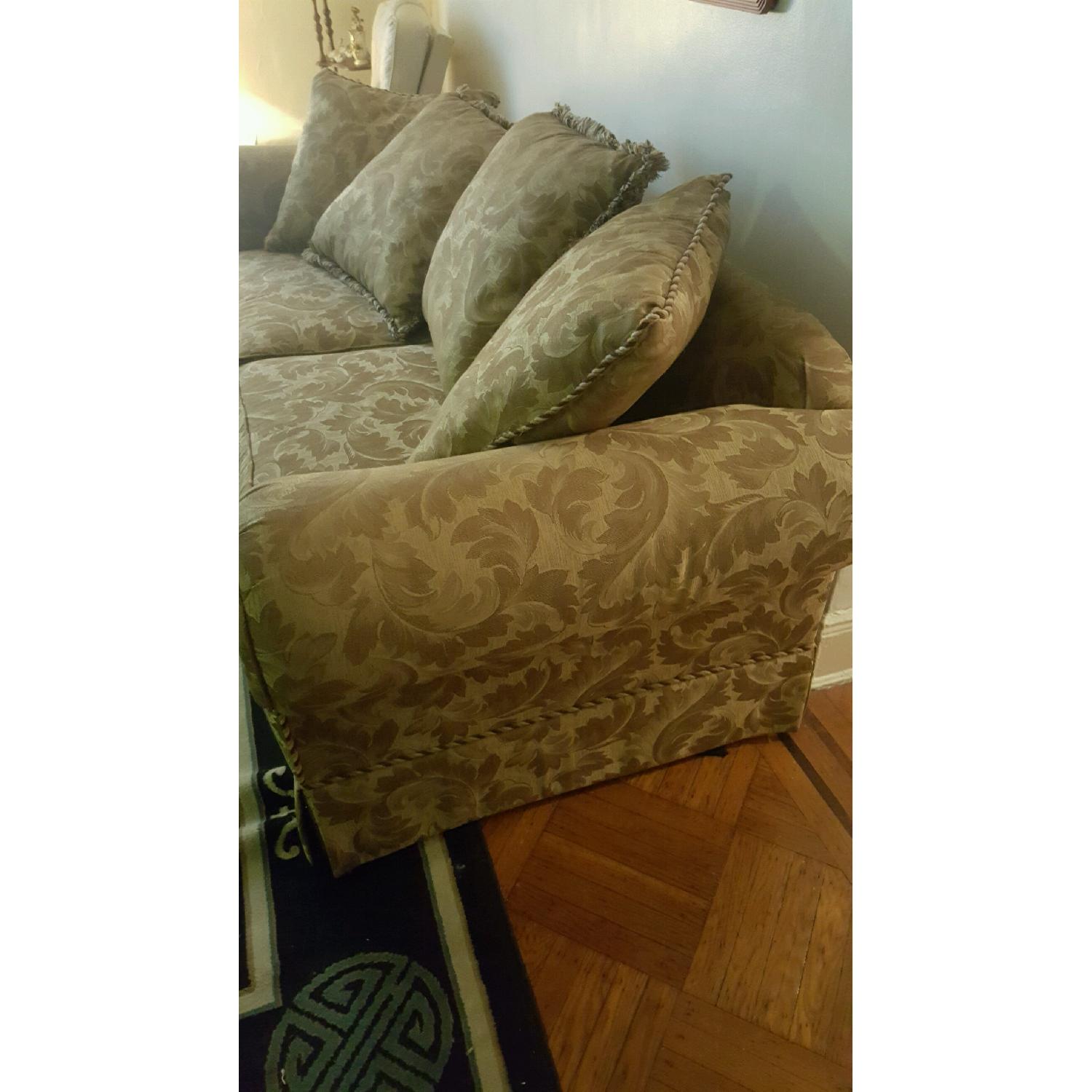 Lloyds of Chatham Gold Leaf Pattern Sofa w/ Rolled Arms - image-4