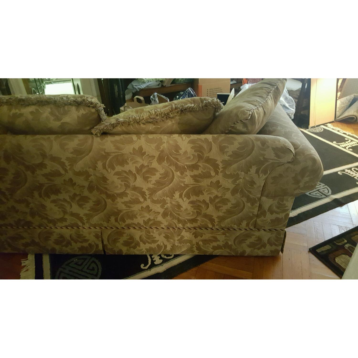 Lloyds of Chatham Gold Leaf Pattern Sofa w/ Rolled Arms - image-9
