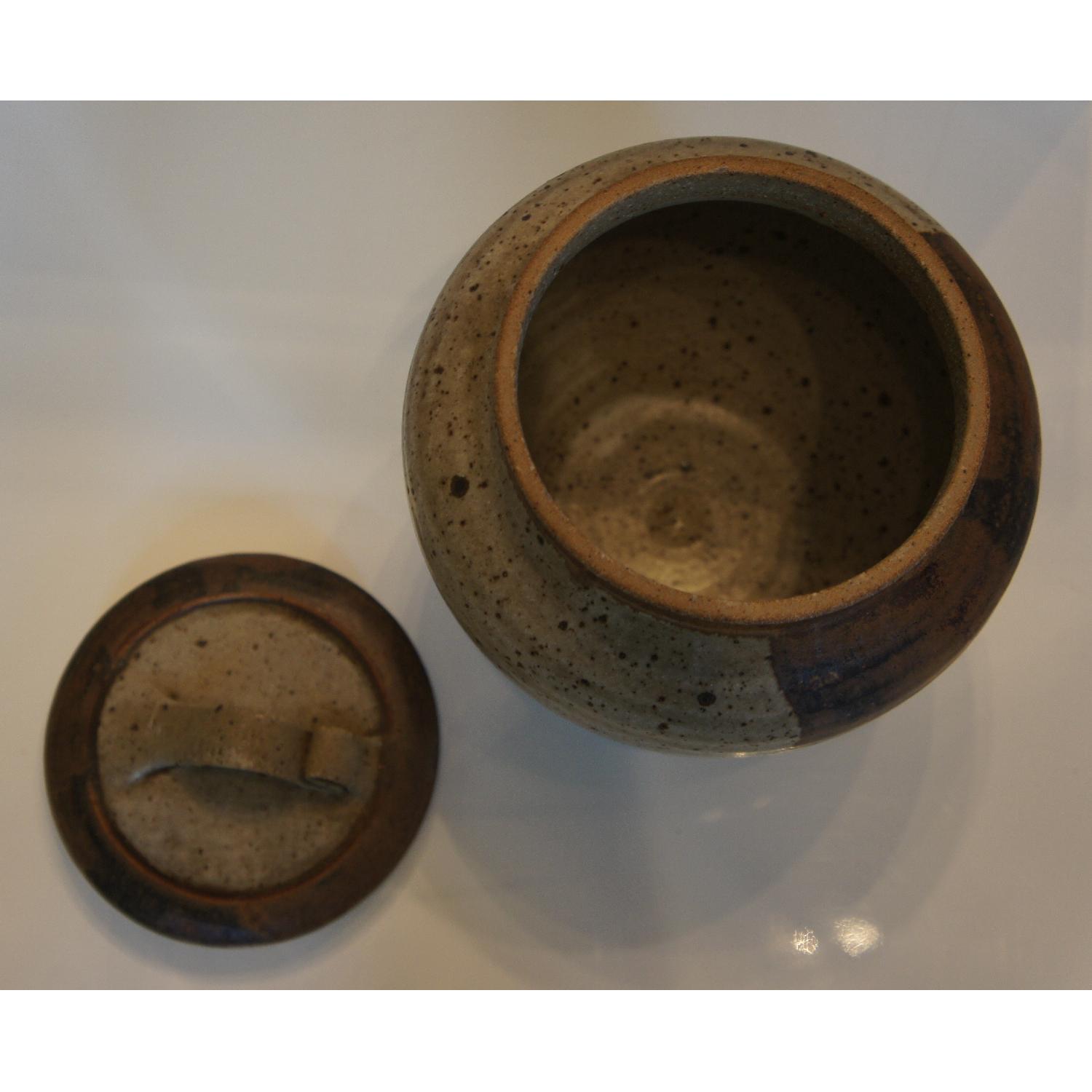 Mid-Century 2 Tone Art Pottery Lidded Jar - image-3