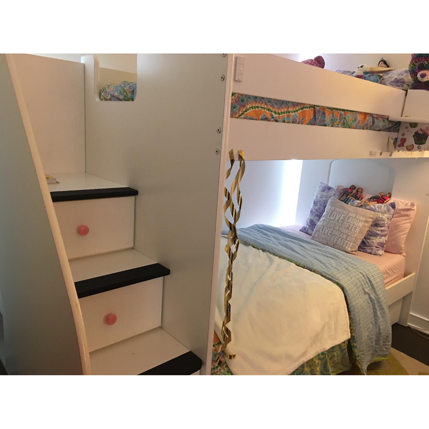 Berg Furniture White Bunk Bed w/ Stairway - AptDeco
