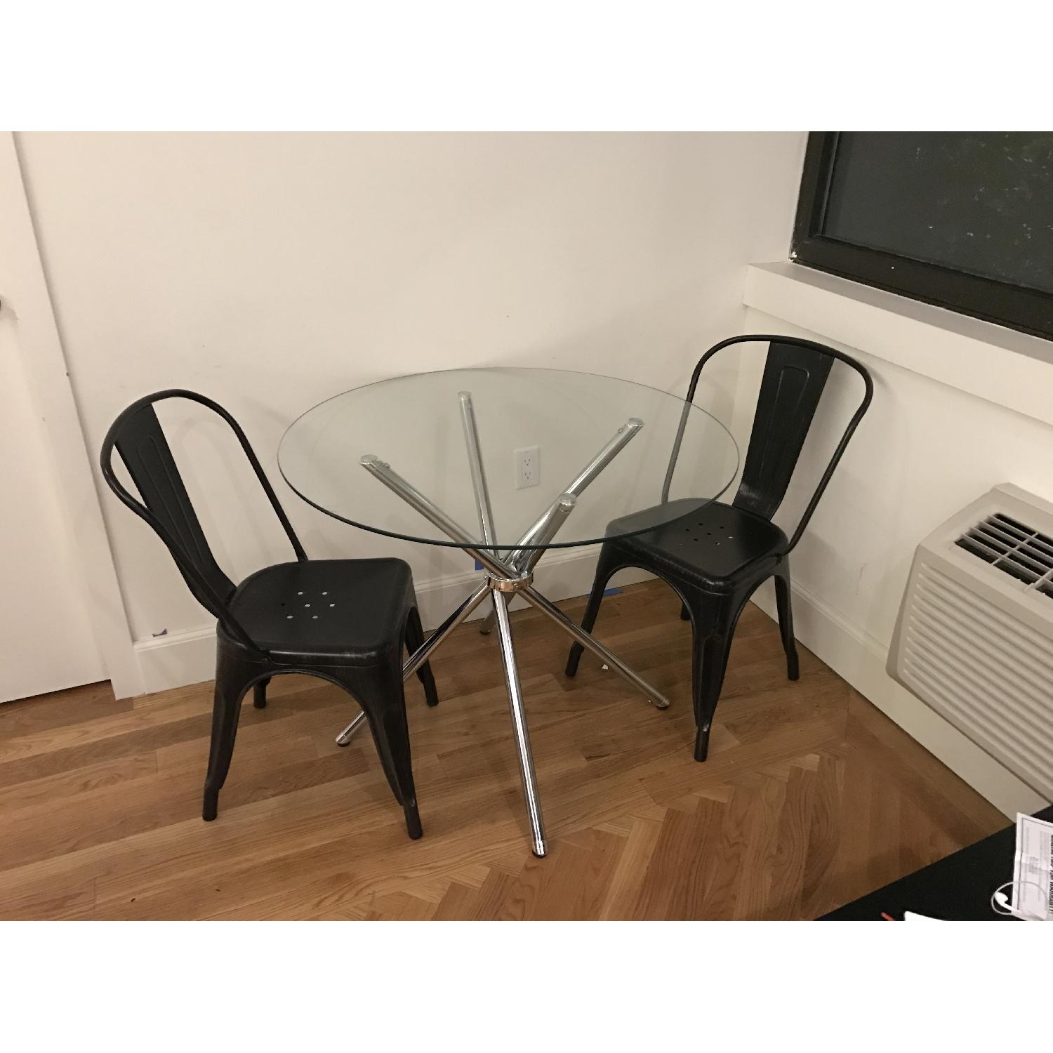 Zipcode Design Vince Round Glass Top Table w/ 2 Chairs - image-1