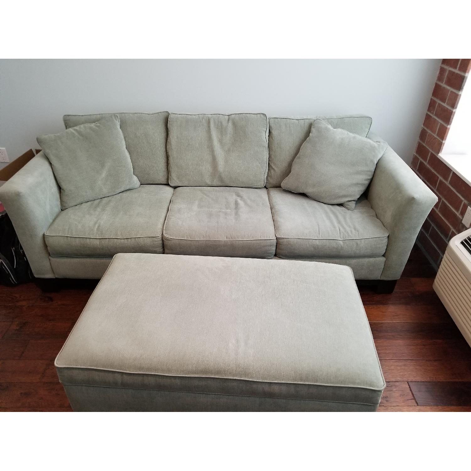Macy's Kenton 3+ Seater Sofa + Storage Ottoman in Sage AptDeco