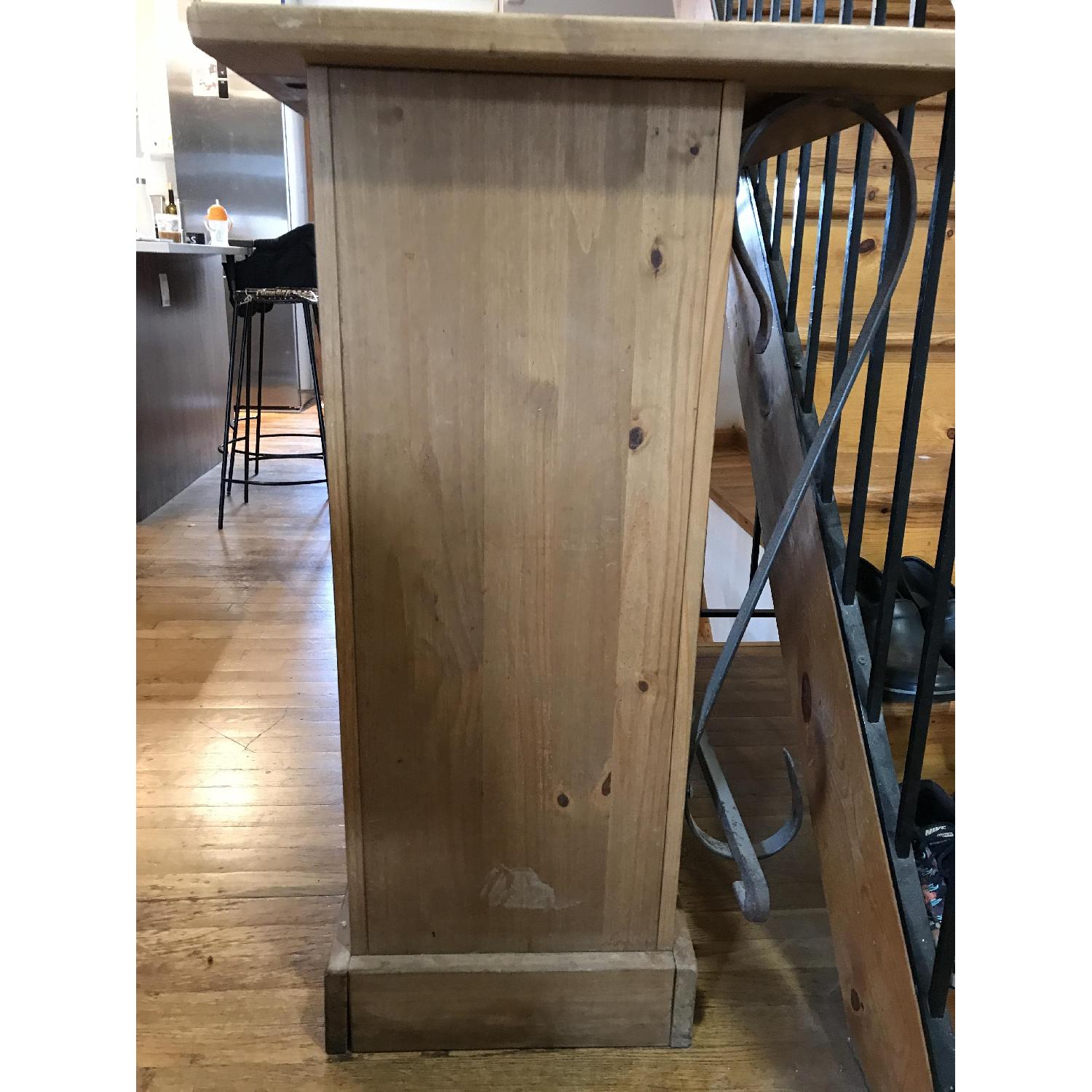 Solid Wood Bar w/ Wrought Iron Foot Rest/Cabinet & Drawer - image-2