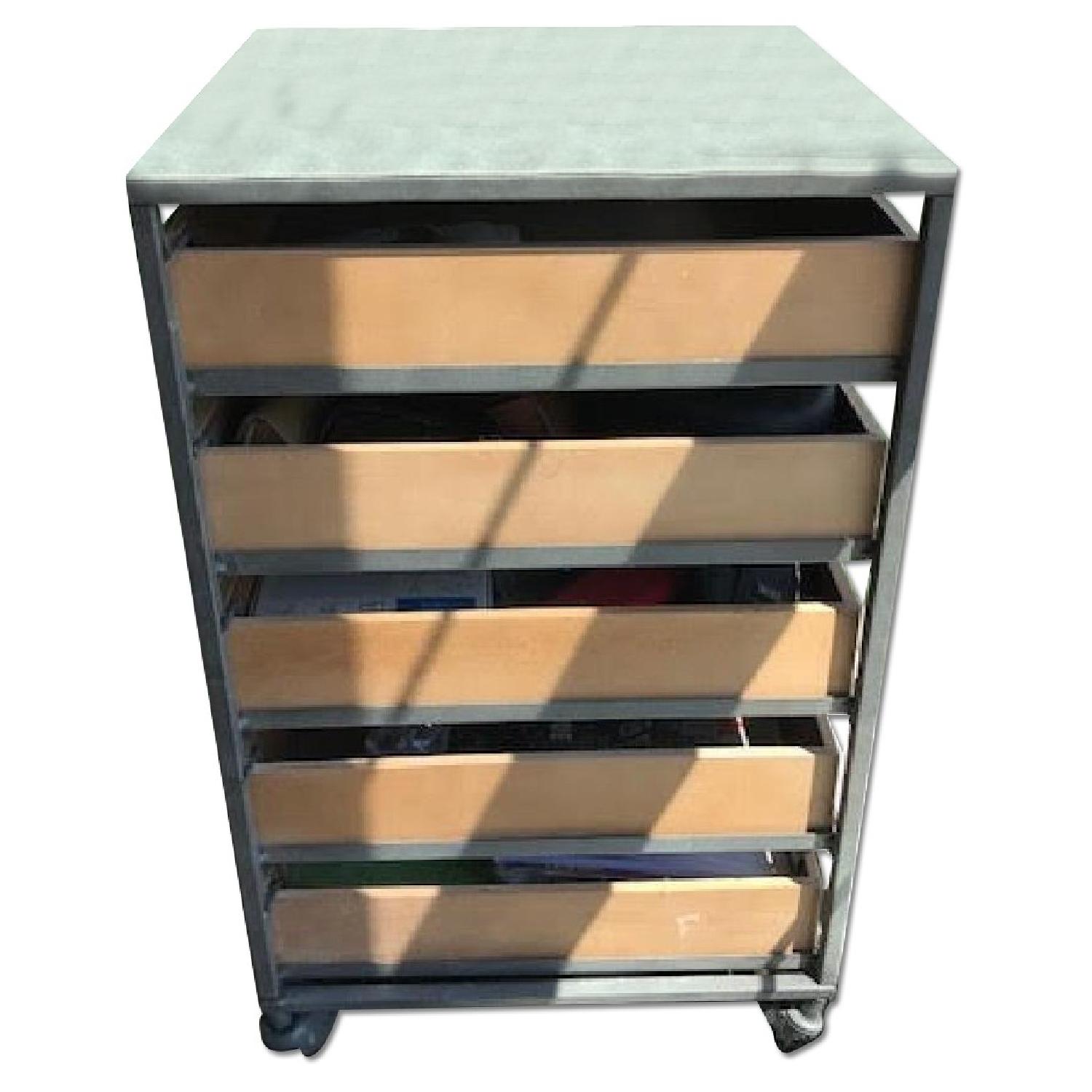 Wood & Metal 5-Drawer Rolling Cart - image-0