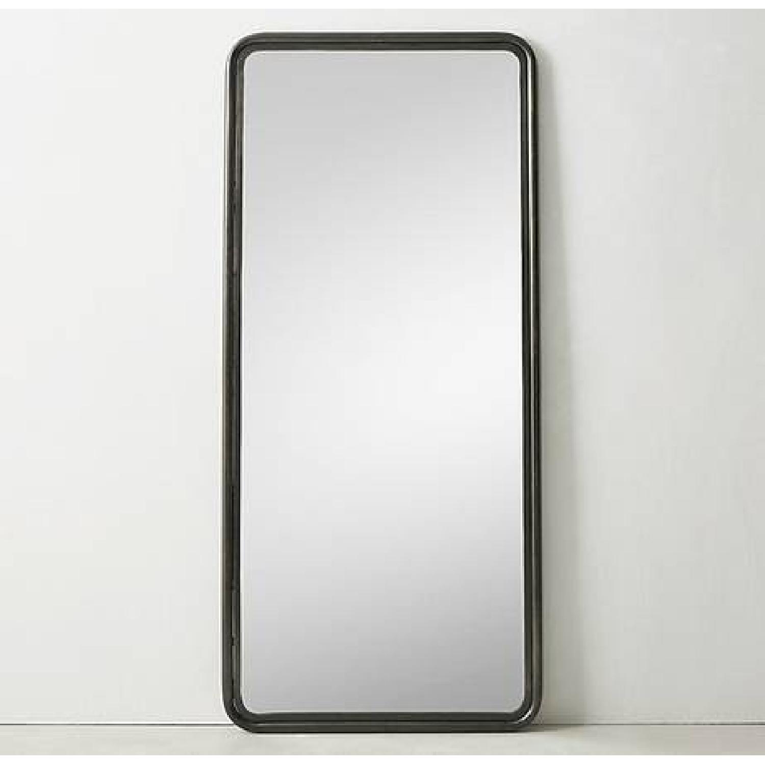 Restoration Hardware Rounded Edge Metal/Iron Trim Leaner Mirror AptDeco