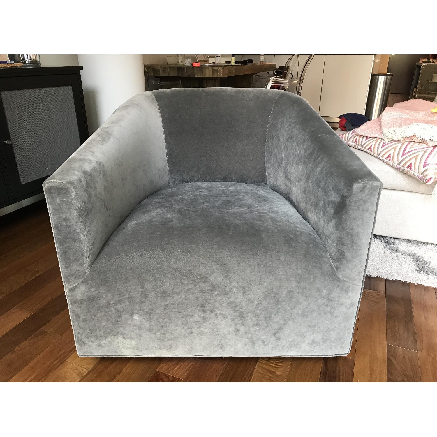 Mitchell Gold + Bob Williams Grey Velvet Swivel Chair - image-1