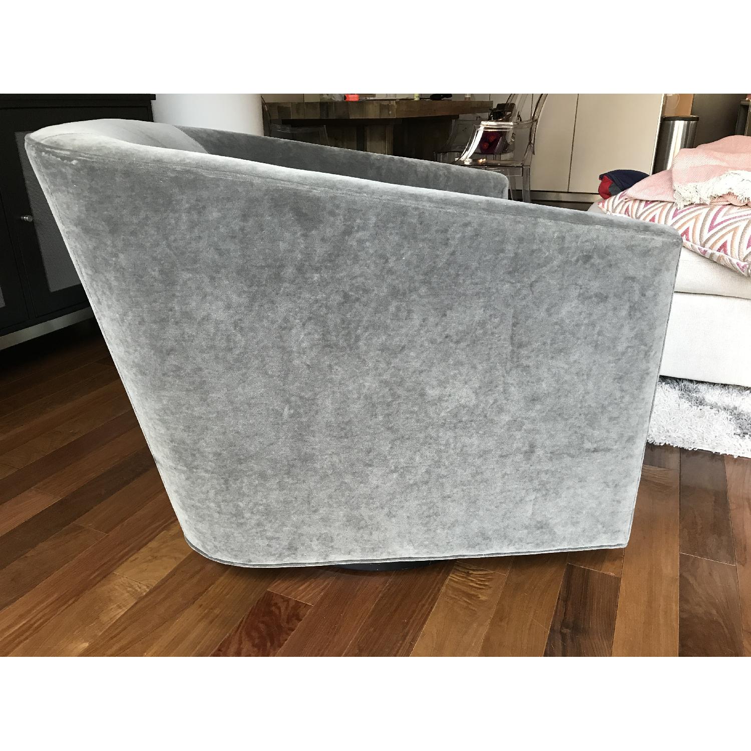 Mitchell Gold + Bob Williams Grey Velvet Swivel Chair - image-2