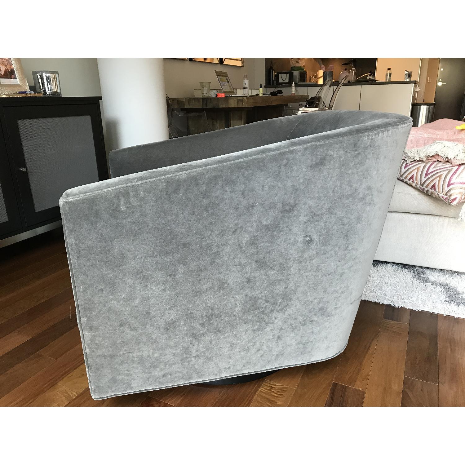 Mitchell Gold + Bob Williams Grey Velvet Swivel Chair - image-3