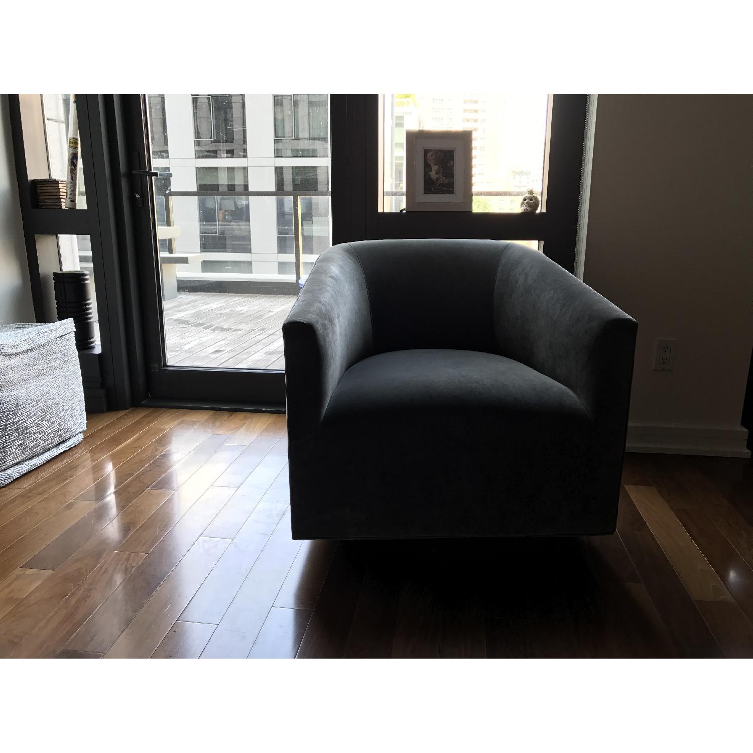 Mitchell Gold + Bob Williams Grey Velvet Swivel Chair - image-5