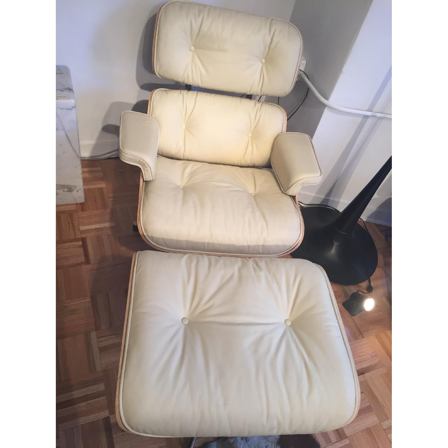 Eames Lounge Chair & Ottoman Replice in Cream - image-2
