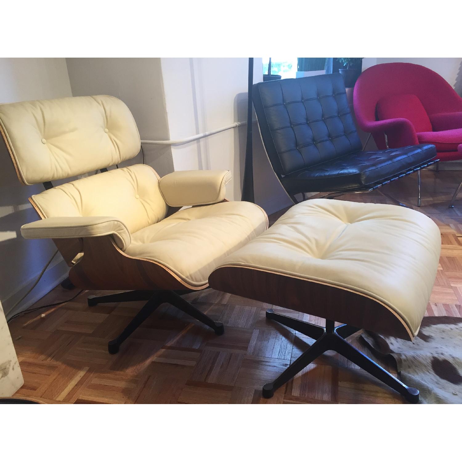 Eames Lounge Chair & Ottoman Replice in Cream - image-3