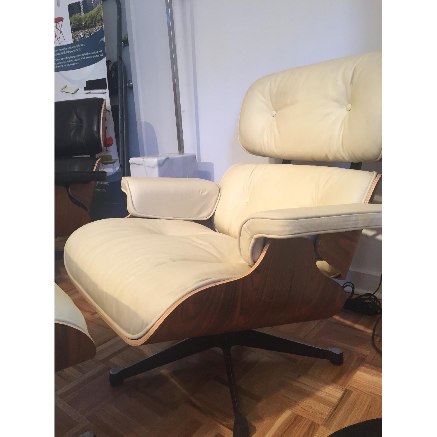 Eames Lounge Chair & Ottoman Replice in Cream - image-4