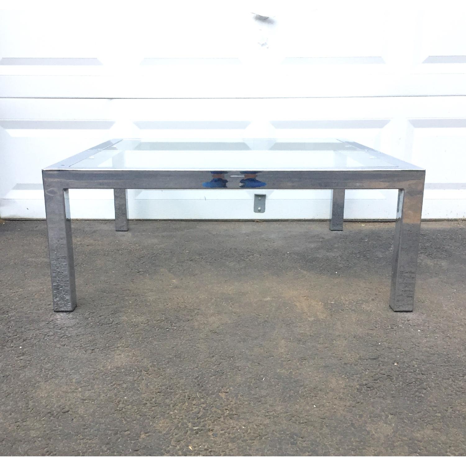 Mid-Century Modern Chrome & Glass Coffee Table - image-1