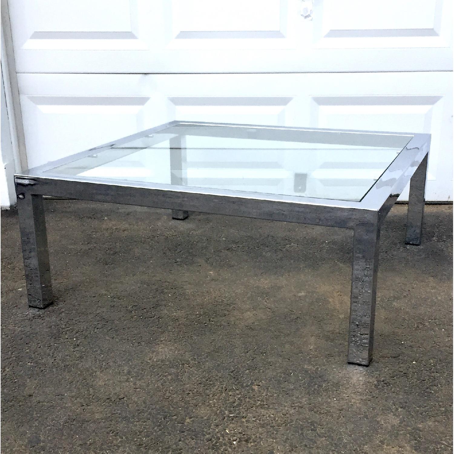 Mid-Century Modern Chrome & Glass Coffee Table - image-3