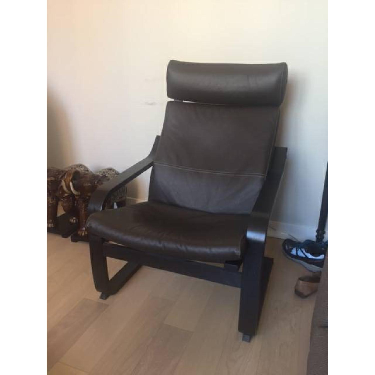 Ikea Poang Chair in Black/Dark Brown Leather AptDeco