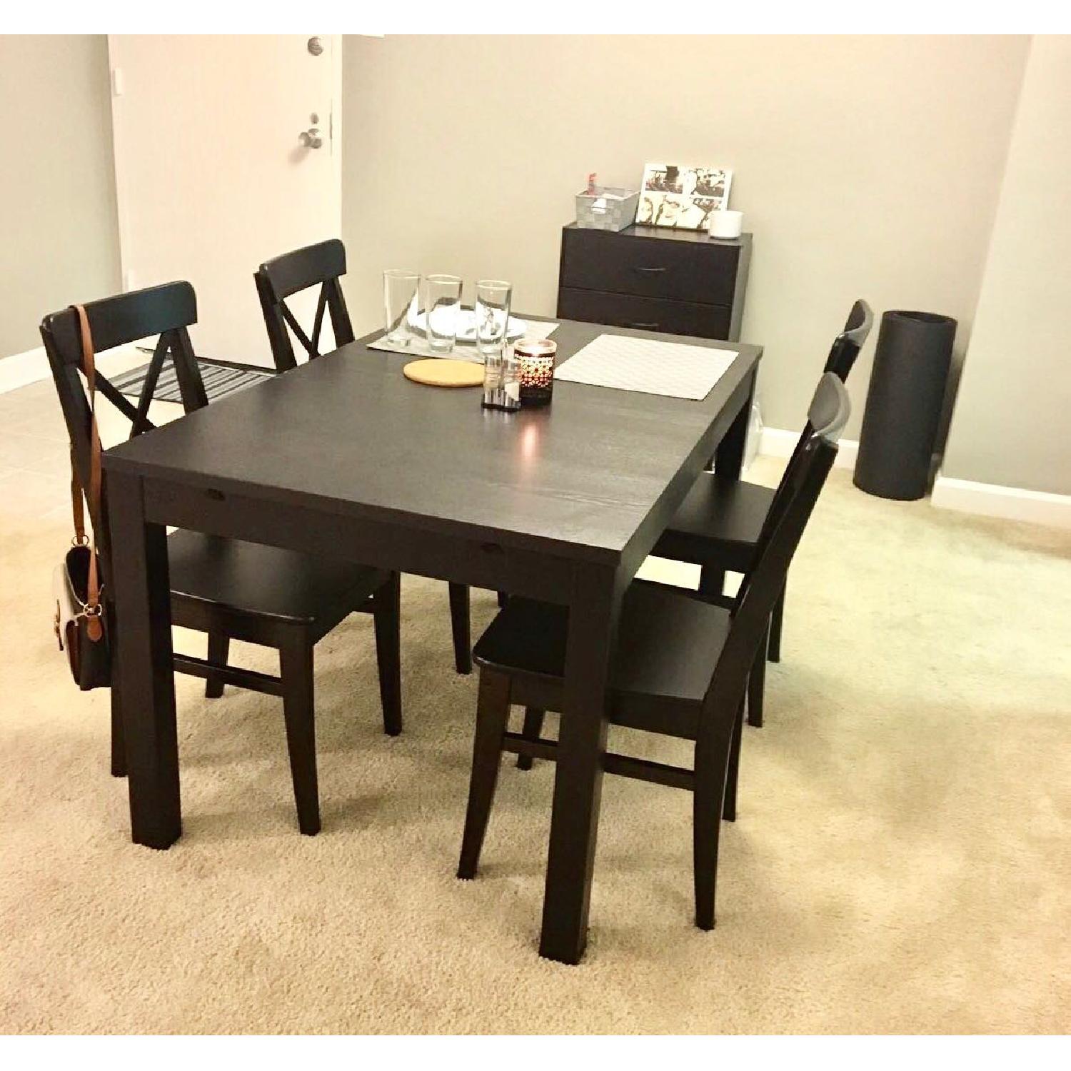Ikea Bjursta Extendable Dining Table w/ 4 Ingolf Chairs - image-1