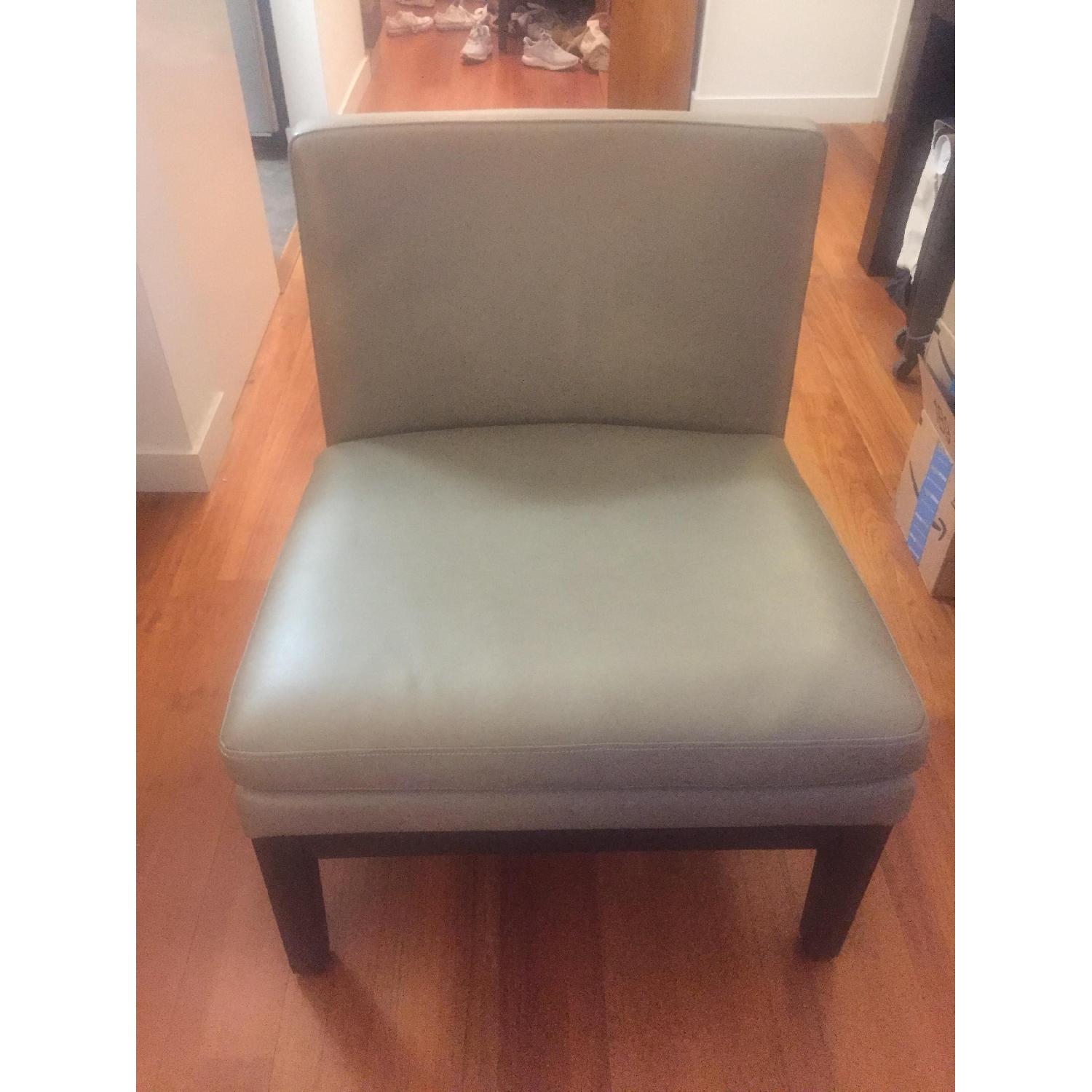 West Elm Leather Slipper Chair in Elephant - image-4