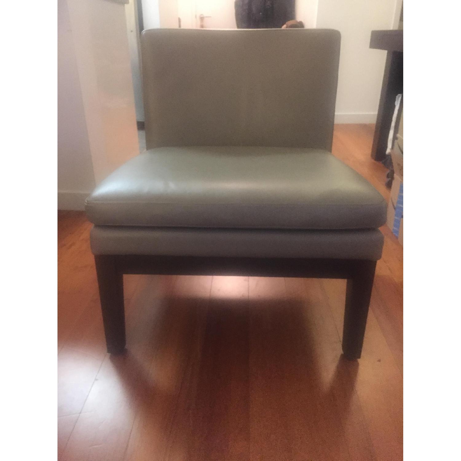 West Elm Leather Slipper Chair in Elephant - image-5